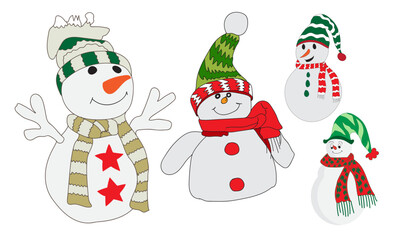 Cute Christmas snowman with Christmas hat