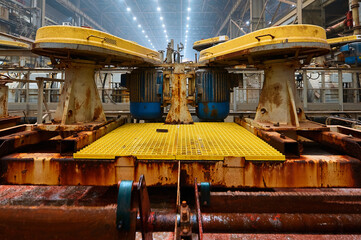 Set of floatation machines separating mineral ore at plant