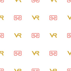 Seamless pattern with colored VR logos. Virtual reality logos