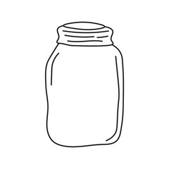 Empty glass jar sketch style