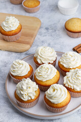 A group of classic cupcakes on a plate for the holiday