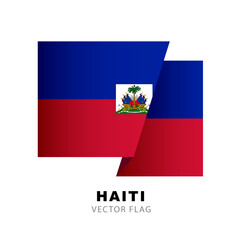 Colorful Haitian flag logo. Flag of Haiti. Vector illustration isolated on white background.