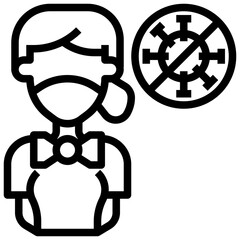 People with Mask_female employee line icon,linear,outline,graphic,illustration