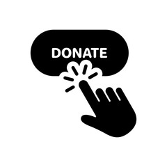 Button for Online Donate Silhouette Icon. Donation with Click Black Pictogram. Support and Give Help Online Icon. Charity and Donation Concept. Isolated Vector Illustration