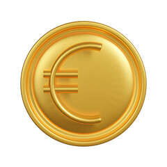 Gold coin Euro sign currency symbol for business financial and forex
