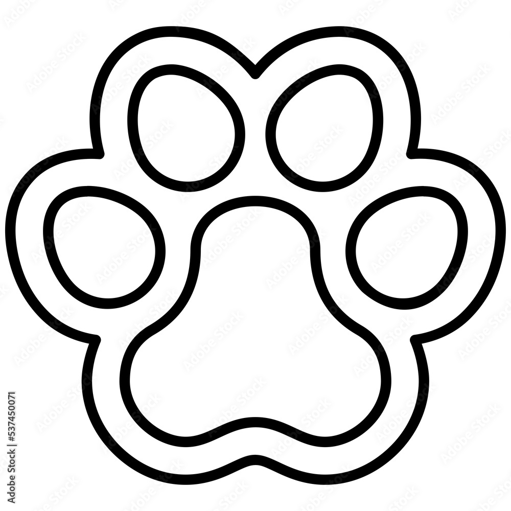 Poster paw icon line style. animal footprint symbol concept for web design, user interface, and mobile appl