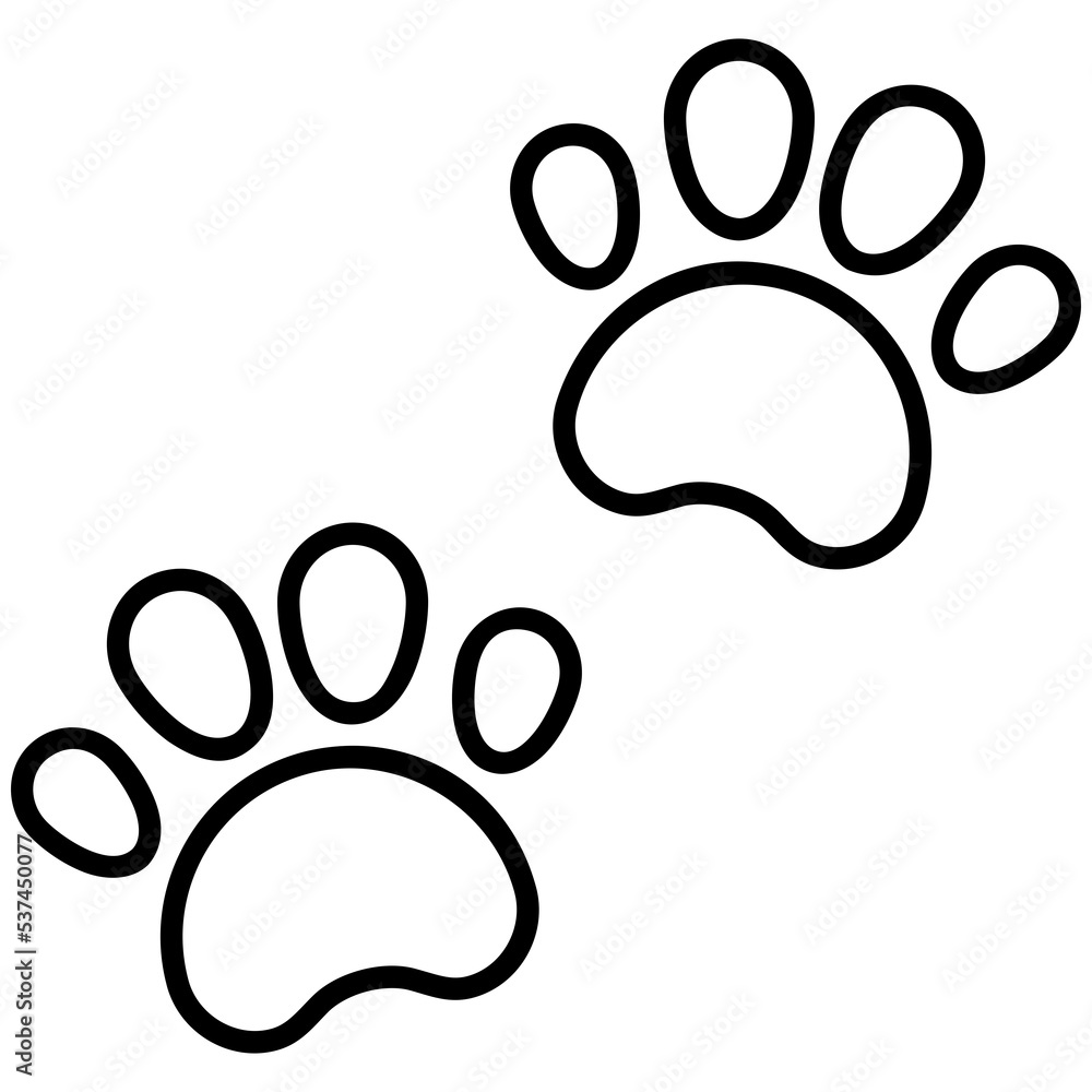 Poster paw icon line style. animal footprint symbol concept for web design, user interface, and mobile appl