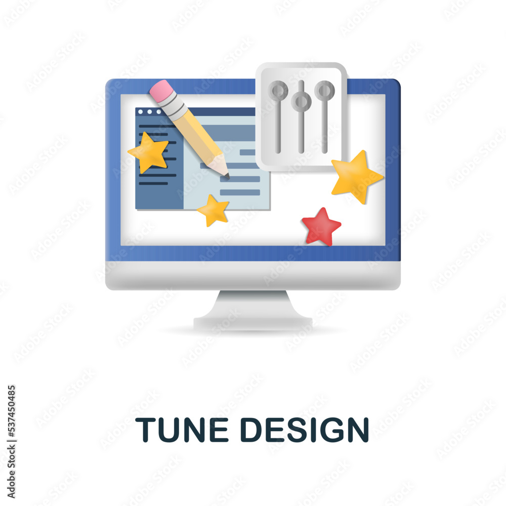 Aufkleber tune design icon. 3d illustration from web development collection. creative tune design 3d icon for 