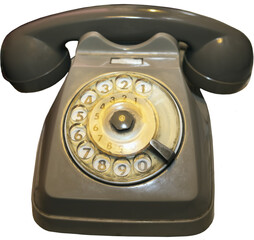An old and used vintage Italian home telephone,  a collectible object to remember old times communication.