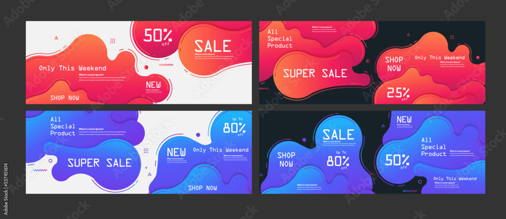 Aufkleber set of vector banners abstract modern geometric graphic element with dynamical colored forms and lin