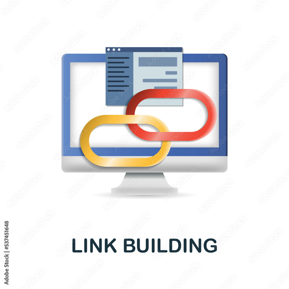 Poster link building icon. 3d illustration from web development collection. creative link building 3d icon 