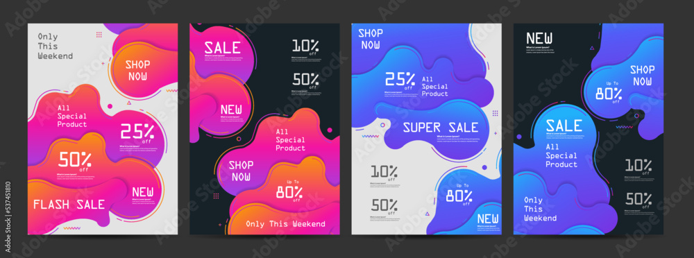 Aufkleber set of vector brochures a4 size abstract modern geometric graphic element with dynamical colored for