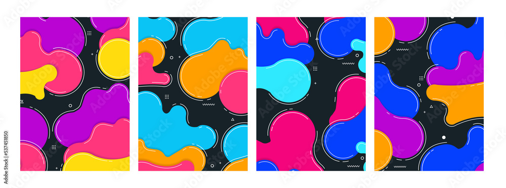Aufkleber set of brochures a4 size abstract modern geometric graphic element with dynamical colored forms and 