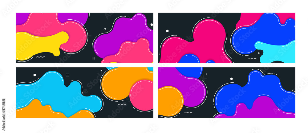 Aufkleber set of banners abstract modern geometric graphic element with dynamical colored forms and line with 