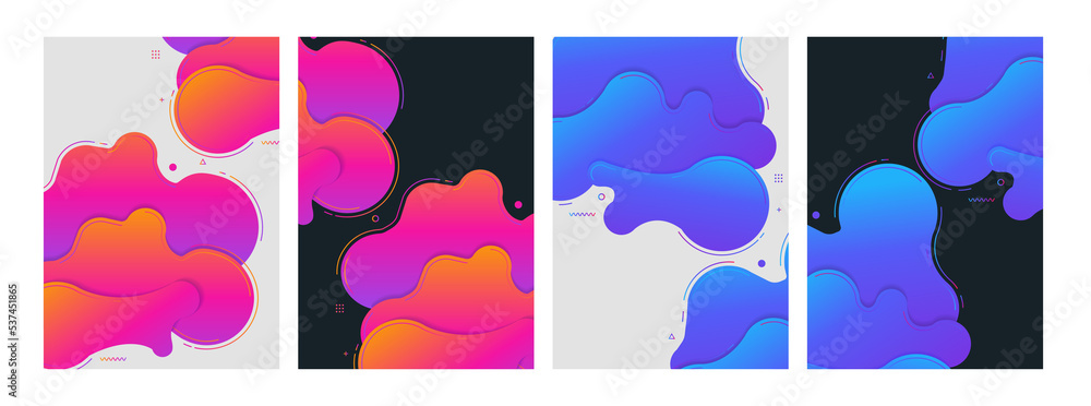 Aufkleber set of brochures a4 size abstract modern geometric graphic element with dynamical colored forms and 