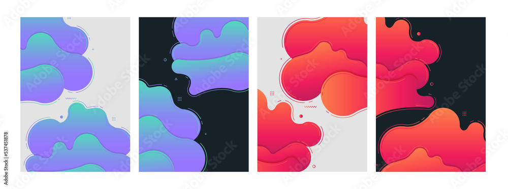 Aufkleber set of brochures a4 size abstract modern geometric graphic element with dynamical colored forms and 