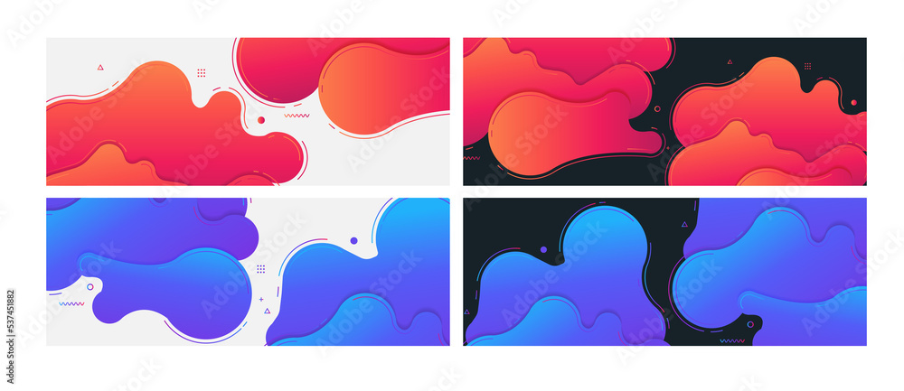Aufkleber set of banners abstract modern geometric graphic element with dynamical colored forms and line with 