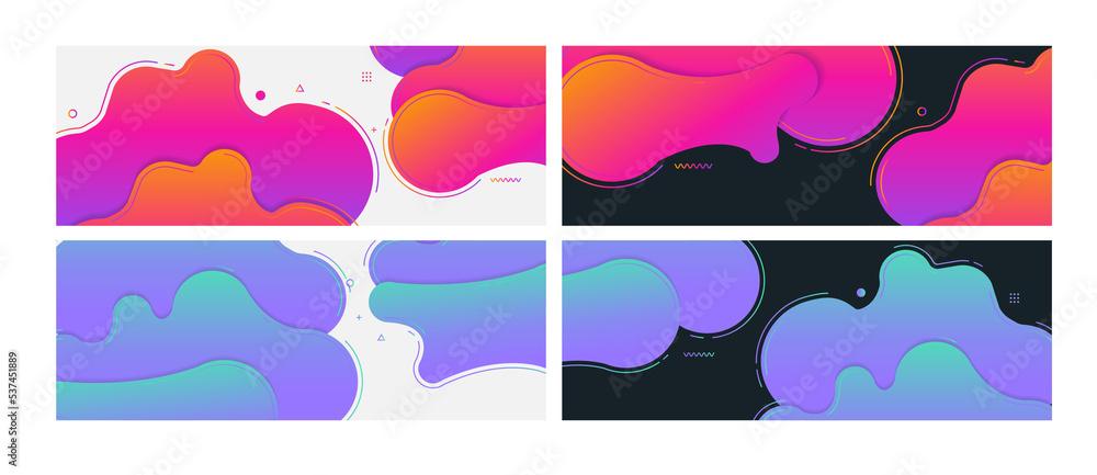 Aufkleber set of banners abstract modern geometric graphic element with dynamical colored forms and line with 