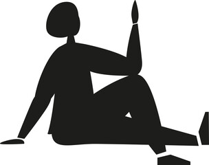 Person practicing yoga pose. Meditation and relax. Silhouette