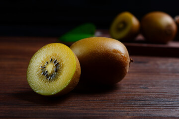kiwi fruit on a black background