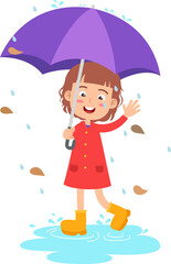 cute girl holding umbrella illustration