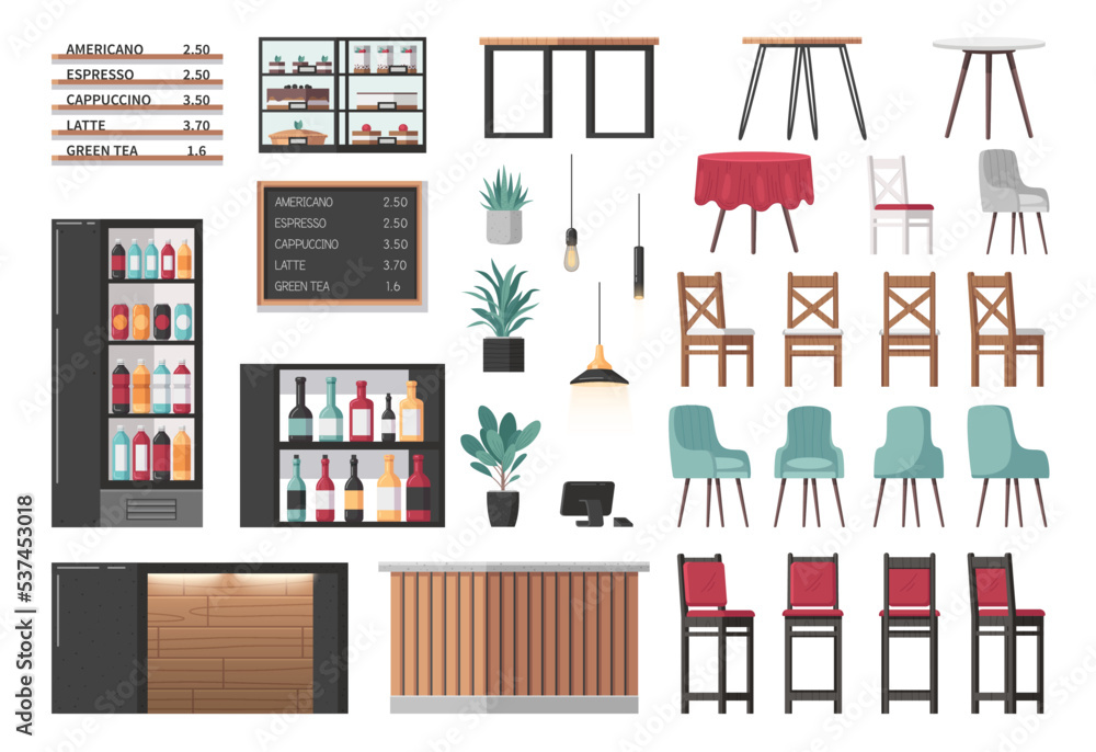 Sticker Restaurant Interior Constructor Set