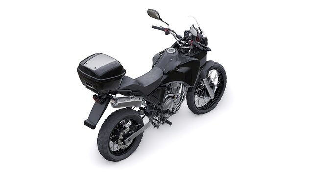 Tokyo, Japan. January 24, 2022. Yamaha Tenere 250. Black lightweight touristic enduro motorcycle 3d illustration