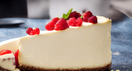 picture of cheesecake, a sweet and sugary baked food, yummy high calorie meal