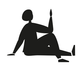 Person practicing yoga pose. Meditation and relax. Vector illustration in silhouette. Isolated on white background.