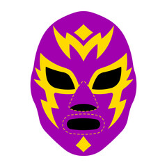 Luchador mask. Mexican wrestling - lucha libre. Bright mask with decorative lightning symbols. Vector illustration for poster, banner, stencil, decoration.