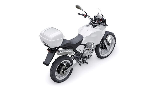 Tokyo, Japan. January 24, 2022. Yamaha Tenere 250. White lightweight touristic enduro motorcycle 3d illustration