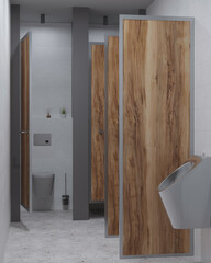 3d rendering of male toilet with urinal interior design