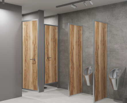 3d rendering of new wc toilette interior with male urinal