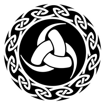 Triple Horn of Odin, Norse mythology, viking symbol, celtic knot, vector, isolated, white background