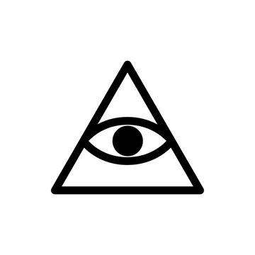 Eye inside triangle symbol vector - Caodaism religion black icon isolated on white background