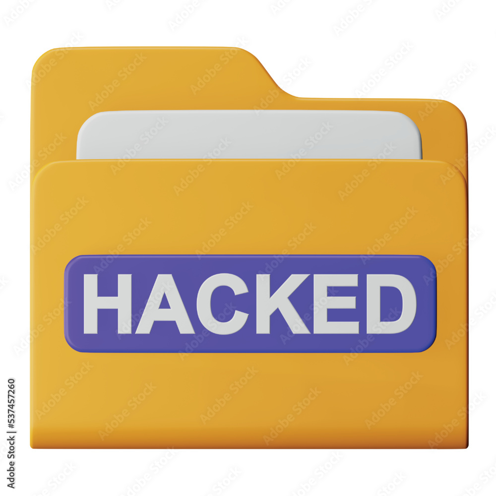 Poster hacked file 3d rendering isometric icon.