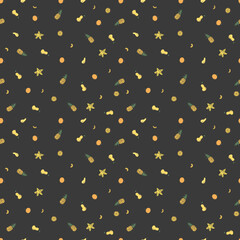 Seamless fruit pattern. doodle background with fruit icons. Fruit background