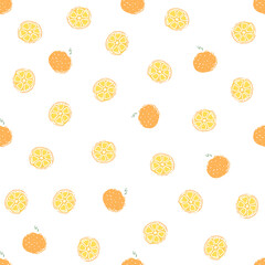 Seamless orange pattern. Colored orange fruit background