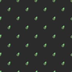Seamless avocado pattern. Colored avocado background. Doodle vector illustration with fruits