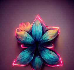 Obraz na płótnie Canvas Decorative Art Flower Neon Abstract Background