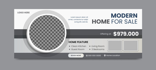 Real estate social media facebook cover banner template