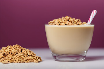 cereal and milk, a healthy breakfast food, good nutrition staple food item