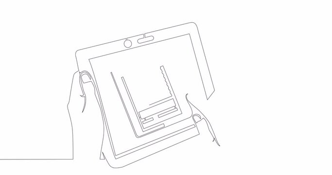 Self drawing line animation electronic contract documents continuous one single line drawn concept video