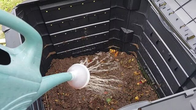 Watering compost for garden fertilization