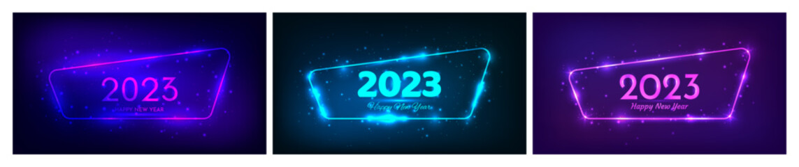 2023 Happy New Year neon background