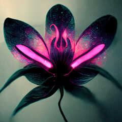 Decorative Art Flower Neon Abstract Background