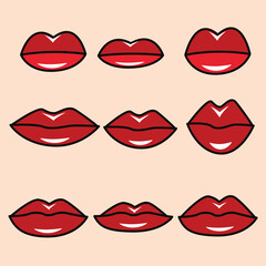women lips shape collection set vector design