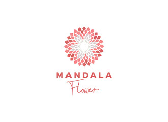 Abstract Mandala Flowers logo design template. 