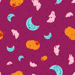 Cute spooky Halloween seamless pattern design art