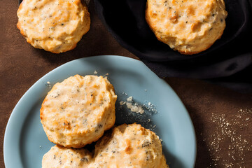biscuits and gravy, breakfast food item, a yummy and savory meal